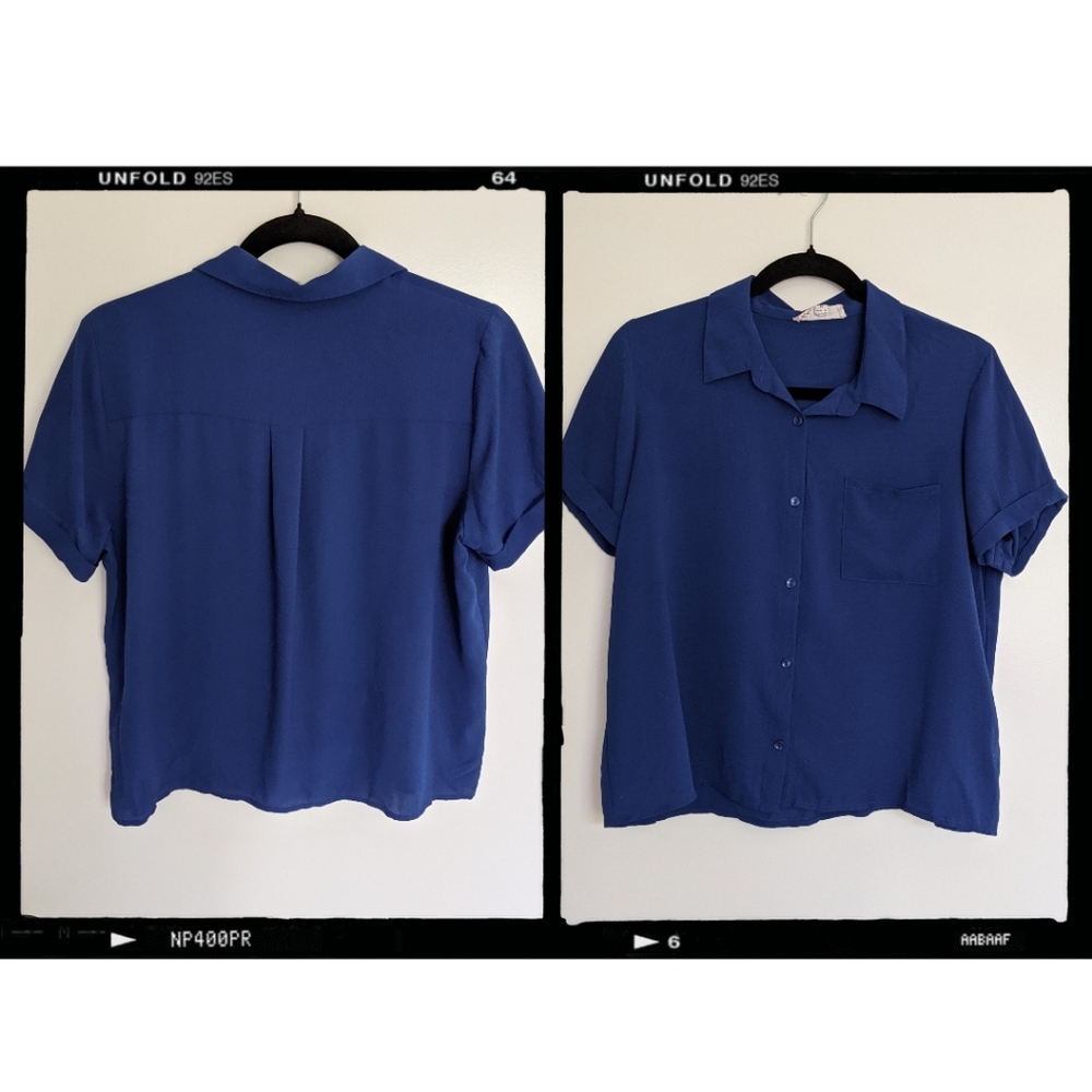 Pink Rose brand- Button Up Short Sleeve Blouse -M